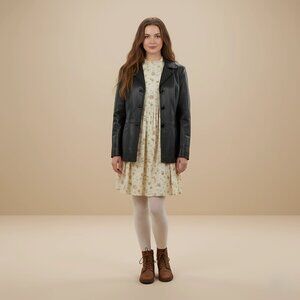 Vintage Leather Passport Womens Medium Leather Slim Fit Weighted Jacket